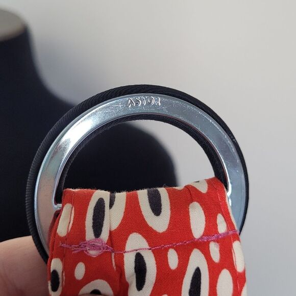 Astor Germany Made Belt Red Abstract Print 70s 80s 90s Fabric Loop Boho Gypsy - Picture 5 of 6